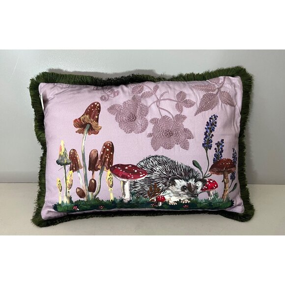 Anthropologie Nathalie Lete Marais Embroidered Sateen Pillow Mushrooms - Picture 2 of 4